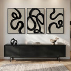 Large Framed Black and White Abstract Wall Art - Image 4
