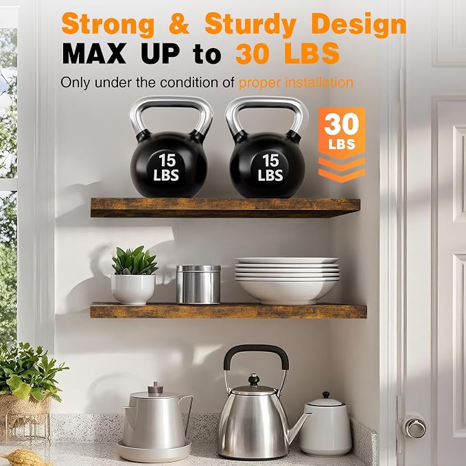 BAYKA Rustic Brown Floating Shelves 47.2in, Wall Mount Wood Shelf | Easy Install - Image 5