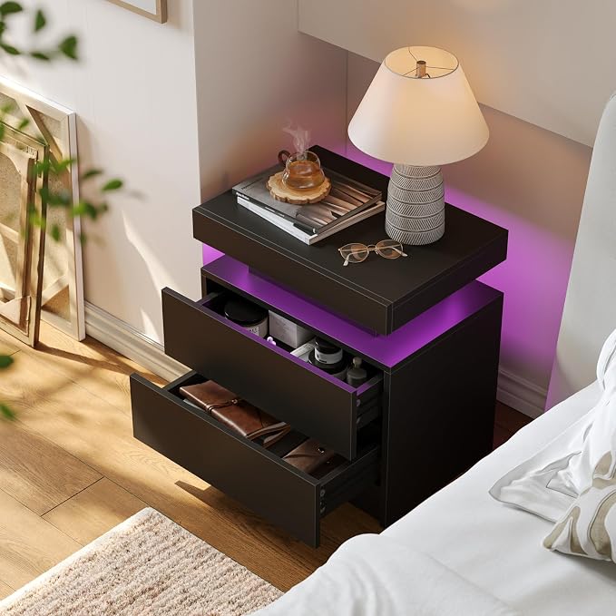 Modern White LED Nightstand for Bedroom Bedside Table - Image 4