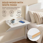 Floating Nightstand Set of 2 White Wood Bedside Table Wall Mounted | Z-Shape - Image 3