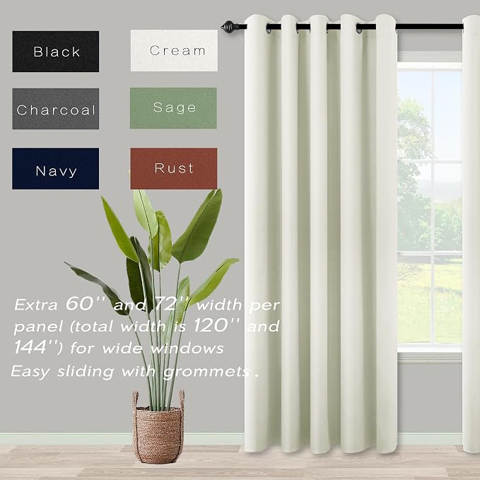 KOUFALL 60 Inch Wide Room Divider Curtains 2 Panel Set Split Privacy Sound - Image 2