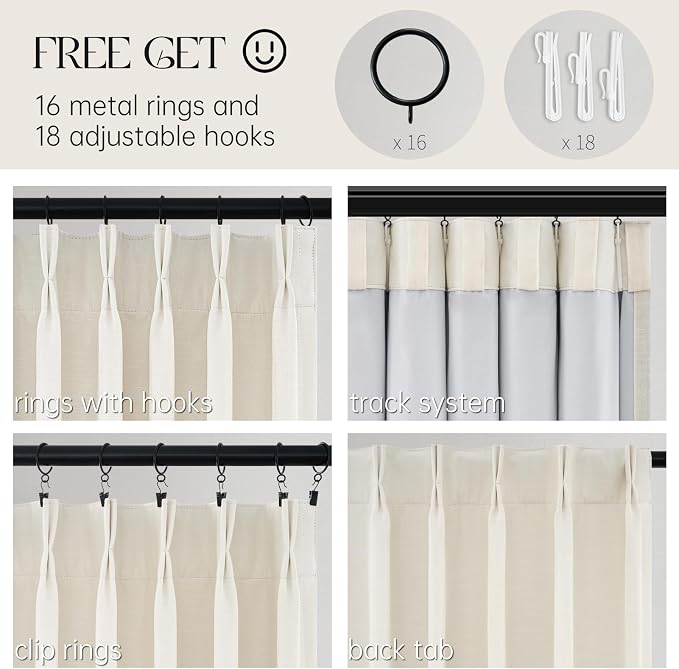 Topfinel 102 Inch Birch Blackout Curtains1 Panel, Autumn Double Layer Linen - Image 2
