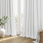 White 100% Blackout Linen Curtains 70 Inch Wide by 108 Inch - Image 8