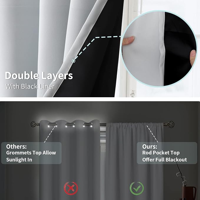 BGment Greyish White Blackout Curtains - Image 5