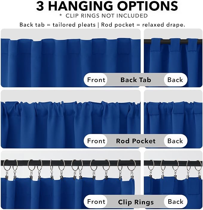 Deconovo Solid Rod Pocket Curtains Room Darkening Curtains Blackout Thermal - Image 2