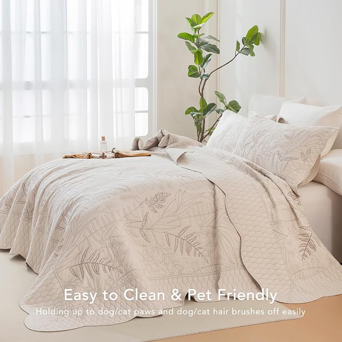 Lady Ann Oversized King Quilt Set 120x120, Soft Lightweight Extra Large Wheat - Image 7