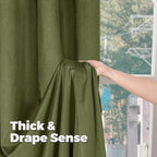 BGment Blackout Velvet Curtains, 52 x 108 Inch, Sage Green | Soft, Room - Image 8