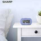 Sharp Battery Alarm Clock with Soft-Touch Case and Blue Backlight, Lavender | - Image 8