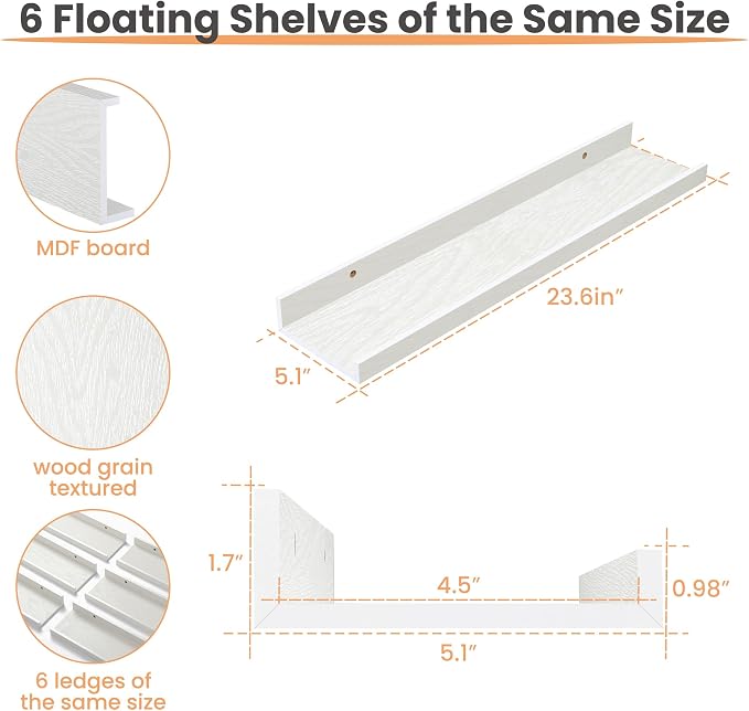 upsimples Floating Shelves for Wall Decor and Storage, Nursery Room, Coffee Bar - Image 3
