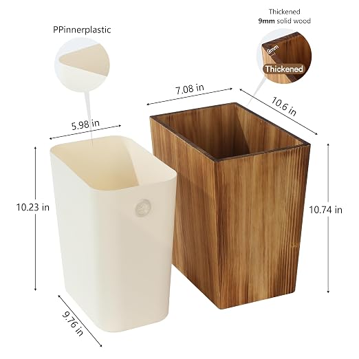 Coeusy 2 Gallon Wooden Trash Can - Image 3