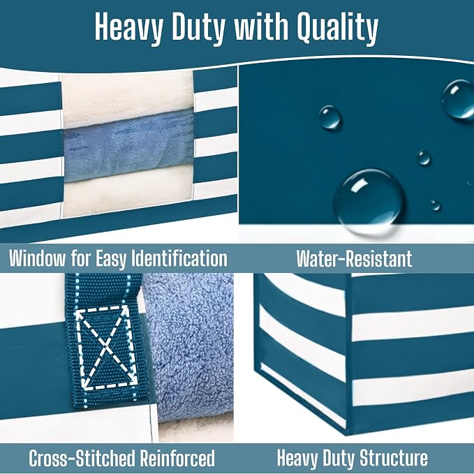 VENO Moving Bags, Wide Open Top, Classic Navy Stripe, 8 Pack | Moving boxes - Image 4