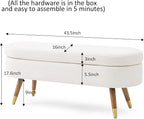 IAFIKE Oval Storage Bench 43.5" Ottoman Bench Upholstered Boucle Fabric - Image 2
