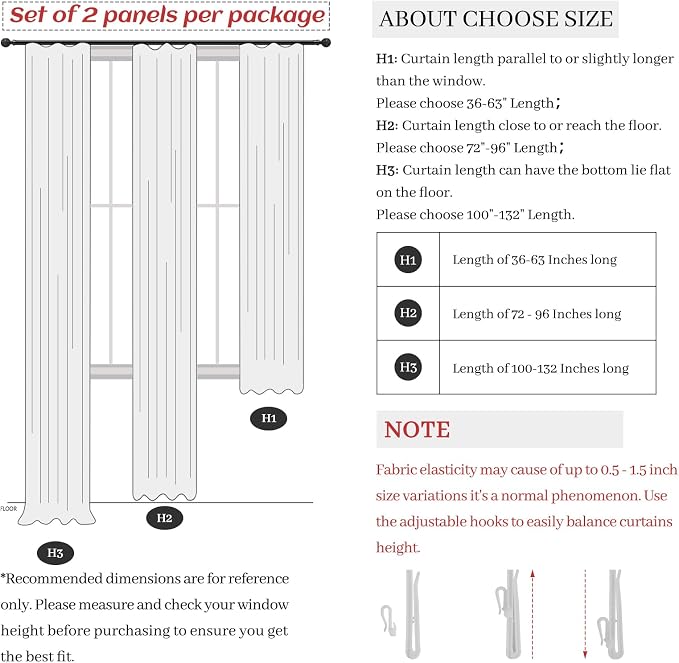 Blackout 108 Inch High Ceiling Curtains 2 Panels Set - Image 9