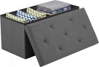 DUMOS 30 Inch Foldable Storage Ottoman Bench, Linen Fabric Hidden Storage Chest by DumosLifestyle