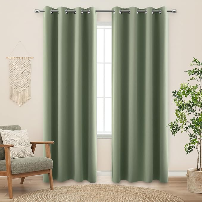 KOUFALL Nursery Curtains Boy Blackout, Sage Green Boho Woodland Theme Room by KOUFALL