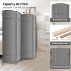 4 Panel Folding Room Divider, Woven Privacy Screen, handcrafted diamond pattern - Image 2