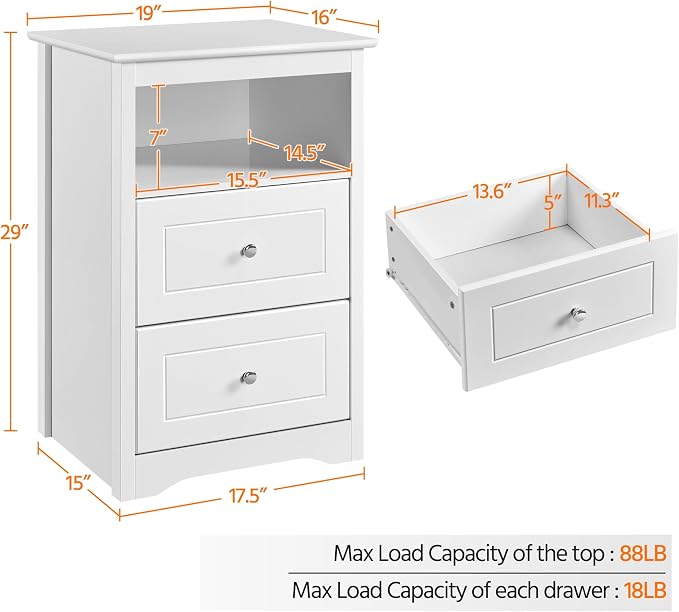 Yaheetech Tall Nightstands Set of 2 - Image 3