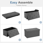DUMOS 30 Inch Foldable Storage Ottoman Bench, Linen Fabric Hidden Storage Chest - Image 6