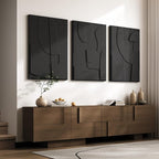 Large 3D Textured Framed Black Abstract Wall Art - Image 2