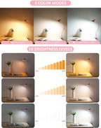 LiFMIRA Pink Small Desk Lamp Clip on LED Reading Light - Image 2