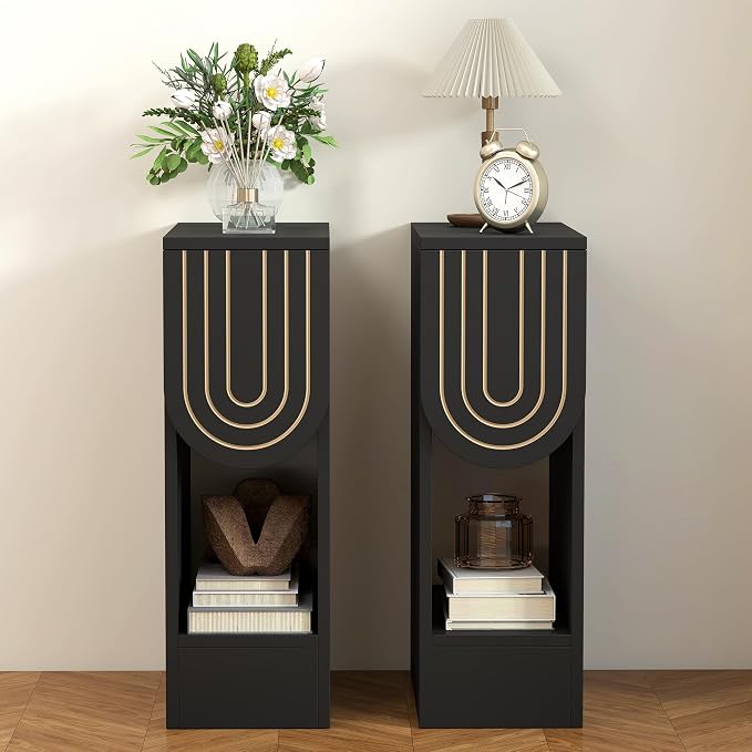 weselon Narrow Nightstands Set of 2, Mid-Century Modern Slim Side End Table by WelcometoFurnitureSalon