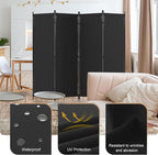 Room Divider, 4 Panel Folding Screen, 88” Portable Separating 3 Feet | - Image 3