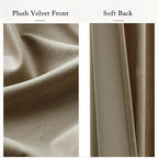 Timeper Taupe Velvet Curtains 96 inches 2 Panels, Light Blocking Curtains - Image 4