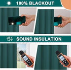 Diraysid 100% Blackout Curtains Sea Teal Linen Curtains - Image 6