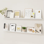 Picture Ledge Shelf, Solid Pine Wood Floating Shelves Set of 2, 48 Inches by FunMemories