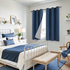 YoungsTex Navy Blue Linen Blackout Curtains 45 Inch Length - Image 4