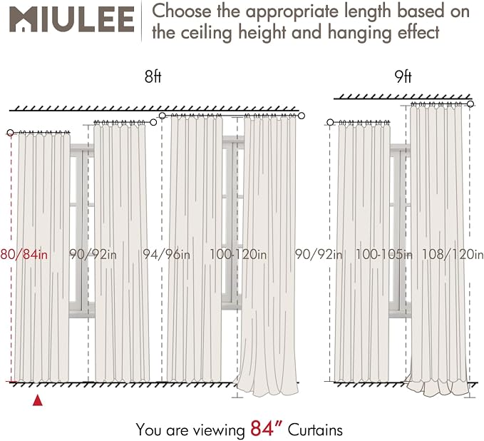 MIULEE 100% Blackout Back Tab Pleat Linen Curtains 50" Wx96 L, Copper Brown | 2 - Image 7