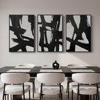 Large Framed Black and White Abstract Wall Art - Image 5