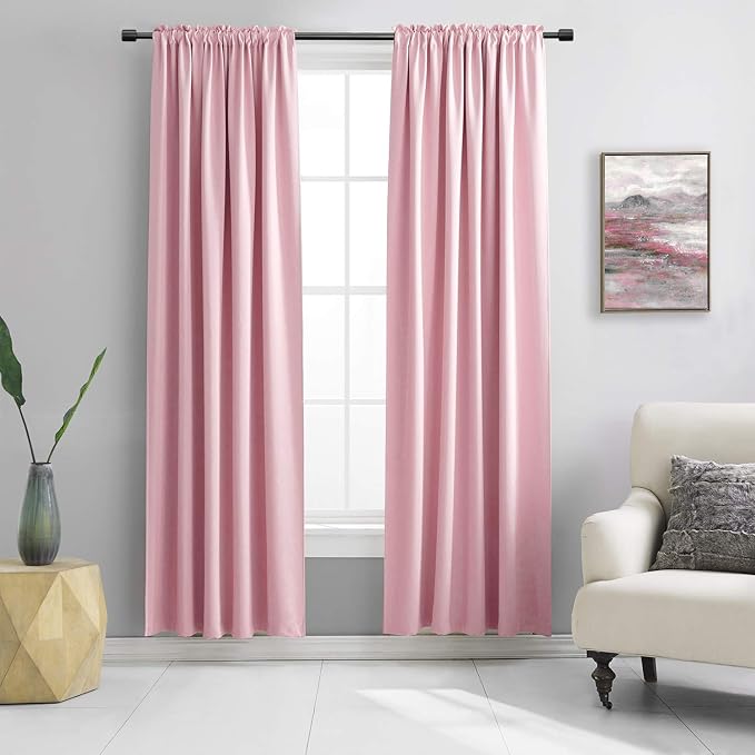 Pink Room Darkening Curtain Panels 84" Long by DONREN