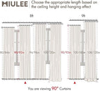MIULEE 100% Blackout Back Tab Pleat Linen Curtains 50" Wx90 L, Sage Green | 2 - Image 7
