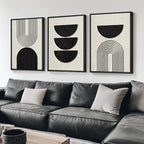 Framed Boho Wall Art for Living Room, Large 3 Piece Neutral Geometric Black and - Image 4