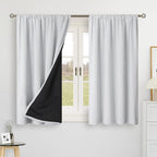 BGment Greyish White 100% Blackout 48 Inch Curtains - Image 2