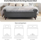 SOFTHION 67" Storage Bench for Bedroom, Linen Upholstered, Dark Grey | King - Image 5