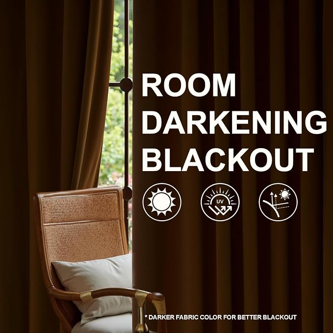 102 Inch Long Brown Velvet Curtains - Image 6