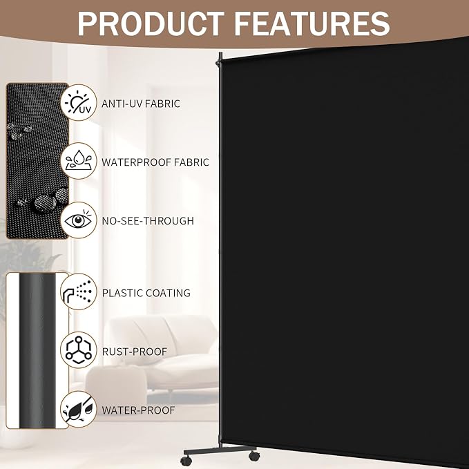 6*6FT Single Panel Room Divider/ Privacy Screen - Image 2