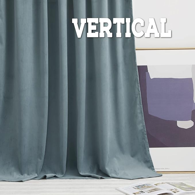 RYB HOME Stone Blue Velvet Curtains - Image 6