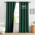 NICETOWN 100% Blackout Hunter Green Curtains 84 inches Long 2 Panels Set by NICETOWN