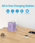 FDTEK Cube Power Strip USB C, 4 Outlets 3 USB 10 FT Extension Cord Purple | - Image 2