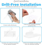 2 Pack Foldable Bedside Shelf Wall Mount, Adhesive Floating Shelves - Image 5