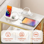 SUPERJARE Nightstand with Charging Station, USB-C Port, Bedside Table | Night - Image 4