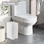 Small Bathroom Trash Can with Lid, 1.9 Gallon Slim Soft Close Step, Kitchen & - Image 2