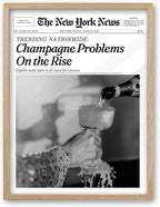 iHery 8x10in Champagne Problems on the Rise Framed Newspaper Art | Natural OAK by iHery