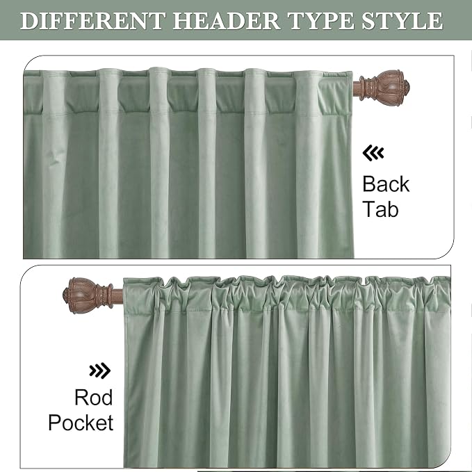 RYB HOME Auqa Velvet Curtains 84 inches - Image 2