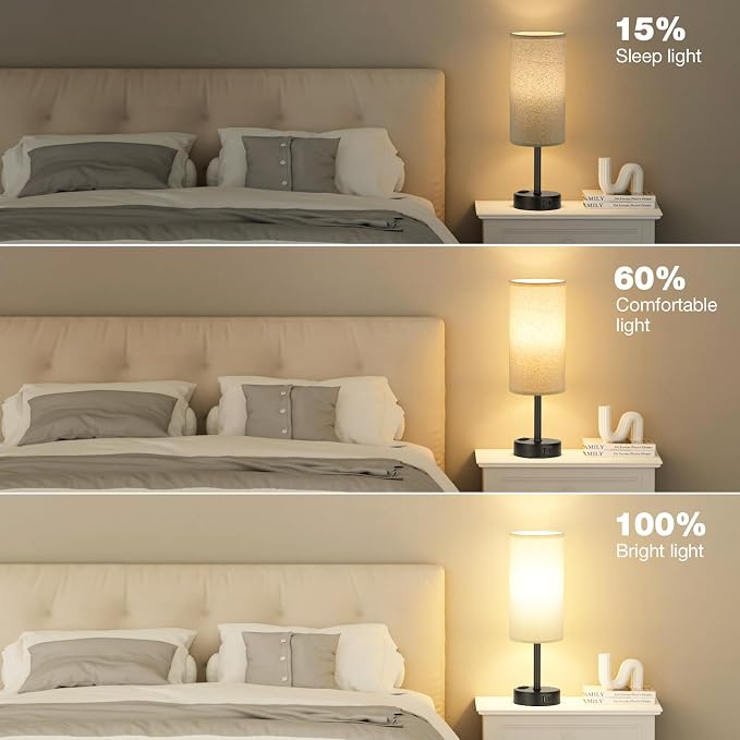 Beige Touch Table Lamp for Bedroom - Image 4