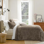 RECYCO Channel Box Stitch Velvet Quilt Set, Twin/Twin XL Size, Dune Brown | by RECYCOHOMECOLLECTION