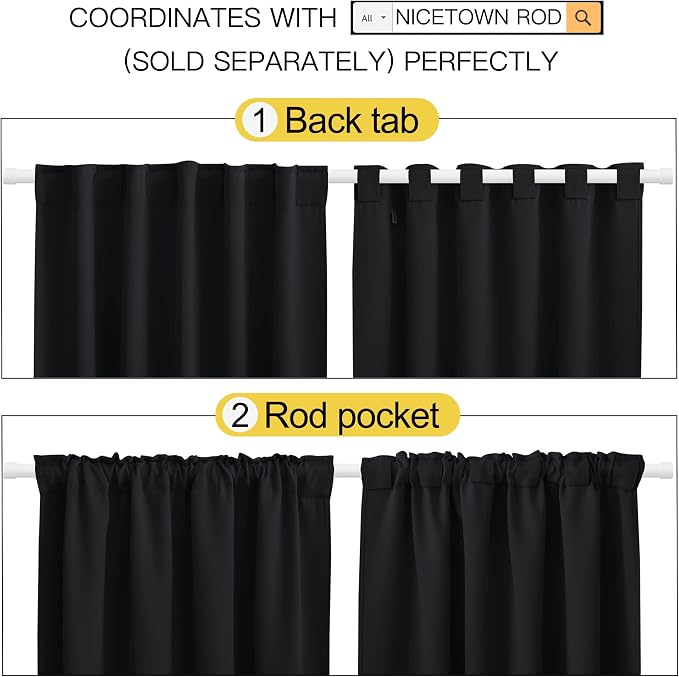 NICETOWN Black Blackout Curtains - Image 3
